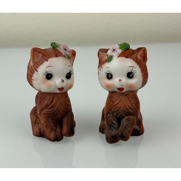 Vintage Anthropomorphic Brown Cats Set of 2 Salt & Pepper Shakers Korea Cute - Picture 2 of 16